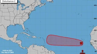 Imagen de una posible formación de ciclón tropical en el Atlántico.
