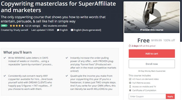[100% Off] Copywriting masterclass for SuperAffiliate and marketers| Worth 199,99$