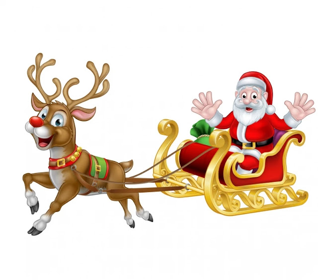 Vector Santa Claus and his reindeer #2