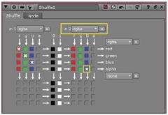 The blue check box selected in the 4th row of the in 2 channel matrix