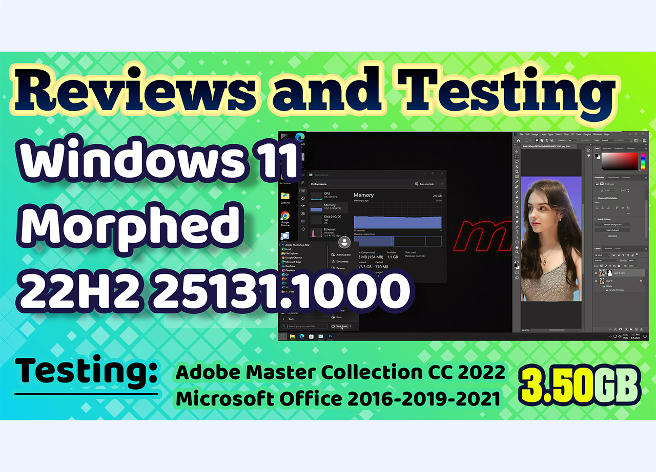 Review Windows 11 Morphed 22H2 25131.1000 (rs_prerelease) x64 NO-TPM Insider Preview