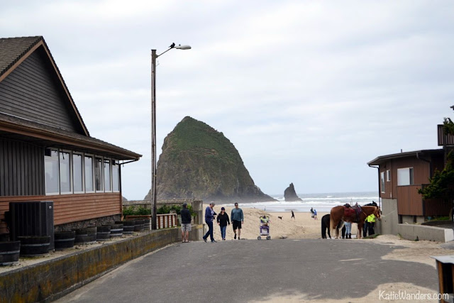 Horses at Cannon Beach and Haystack Rock, Oregon