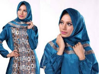 Gambar Model Gamis Batik Kombinasi Kain Polos