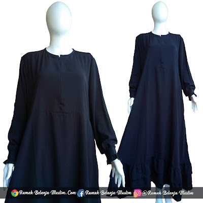 Gamis Syar'i Hitam Wolfis