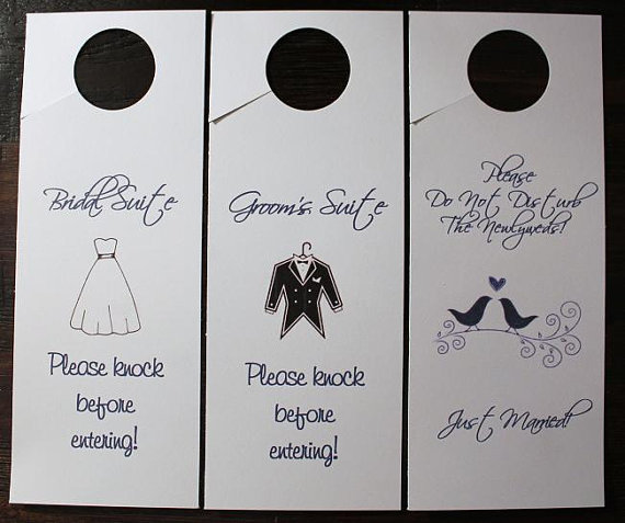 Do you and your groom want to win an adorable set of suite door hangers