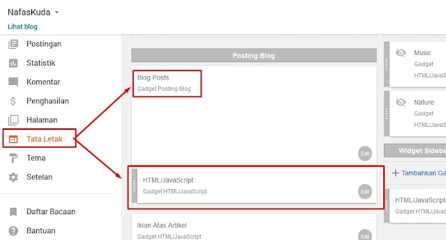 Memasukan kode ditata letak blogger