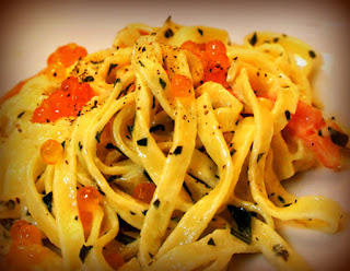 Fettuccine con aroma a caviar