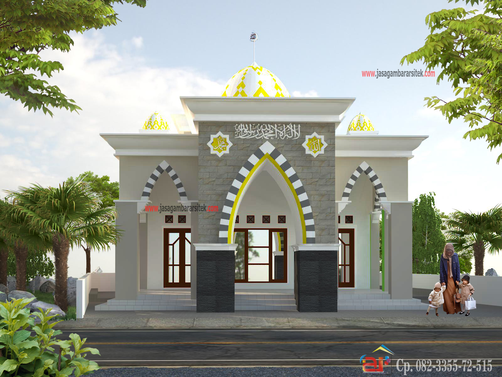 Contoh Gambar  Masjid  Dua  Lantai  Simak Gambar  Berikut