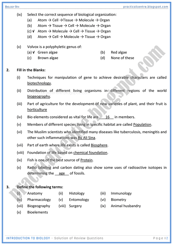 introduction-to-biology-solution-of-review-questions-biology-9th-notes