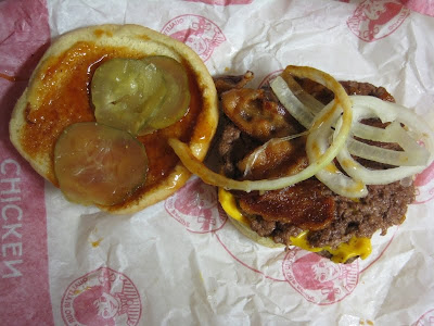 Wendy's BBQ Bacon Double Jr. Cheeseburger Deluxe inside