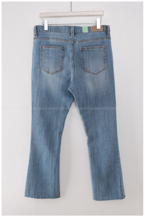  Raw Hem Washed Whiskered Jeans