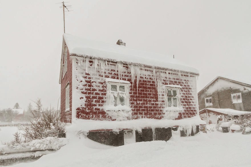 Snow Storm In Akureyri, North Iceland