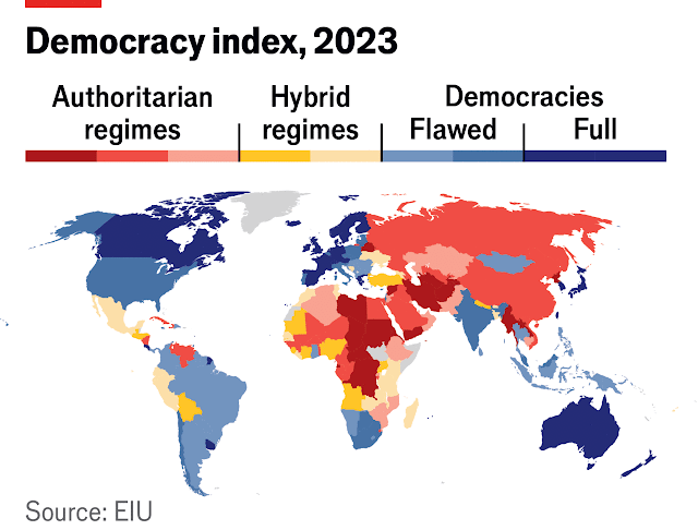 உலக ஜனநாயக தரவரிசை பட்டியல் 2023 / World Democracy Ranking List 2023