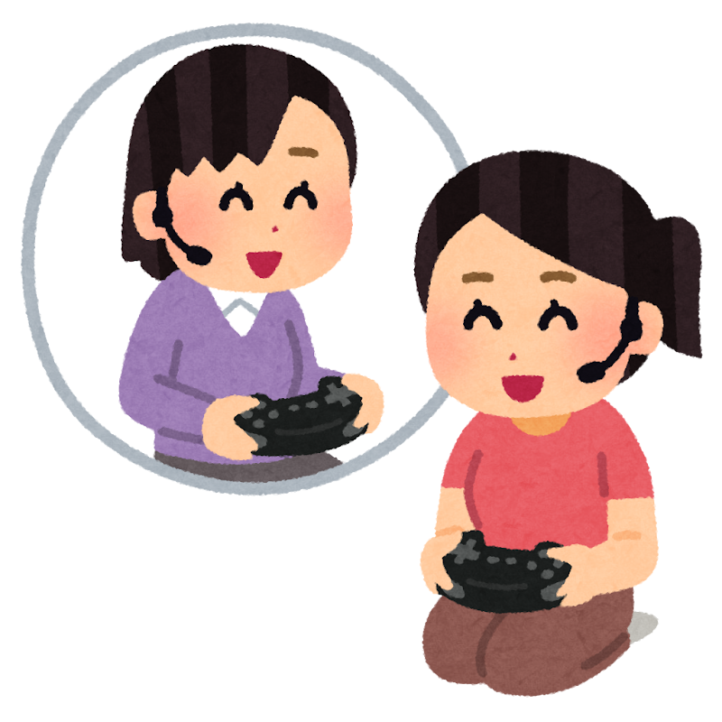 通話しながらゲームをする人たちのイラスト 女性 かわいいフリー素材集 いらすとや