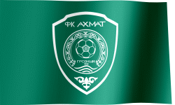 The waving green fan flag of FC Akhmat Grozny with the logo (Animated GIF)