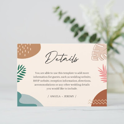  Geometric Abstract Summer Tropical Wedding Details Enclosure Card