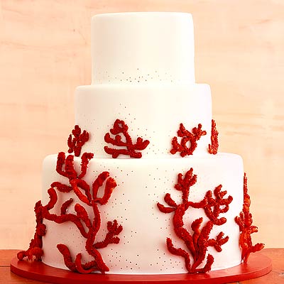 Red Coral Wedding Cake