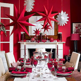Decora estas navidades la mesa de comedor  con colores rojo y blanco