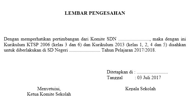 Lembar Pengesahan Kurikulum