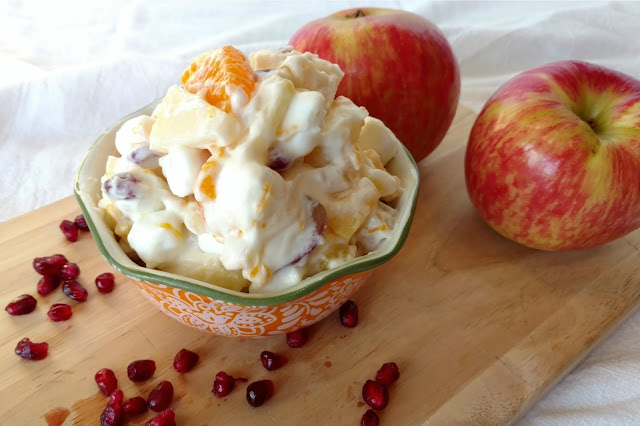 This apple pomegranate fruit salad is the one and only fruit salad recipe you will ever need!  Anyone who tries it always goes back for seconds (and thirds...).