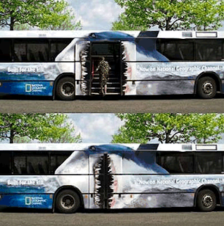 National Geographic advertisement uses bus door as shark's mouth.