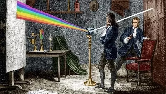 Isaac Newton estudo sobre luz e cores pink floyd arco iris