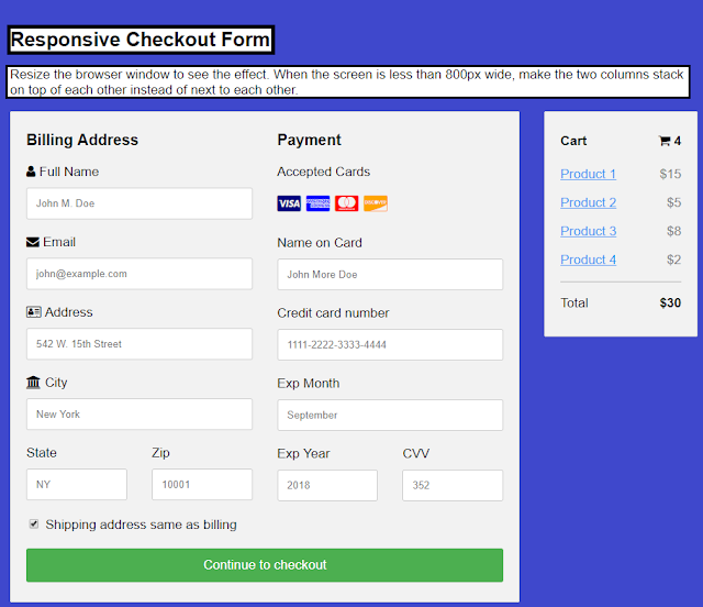 Learn how to create a responsive checkout form with CSS.