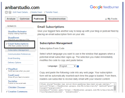 Cara mudah dan lengkap Membuat RSS Feed blog di feedburner - seo Terbaru | anibarstudio.com