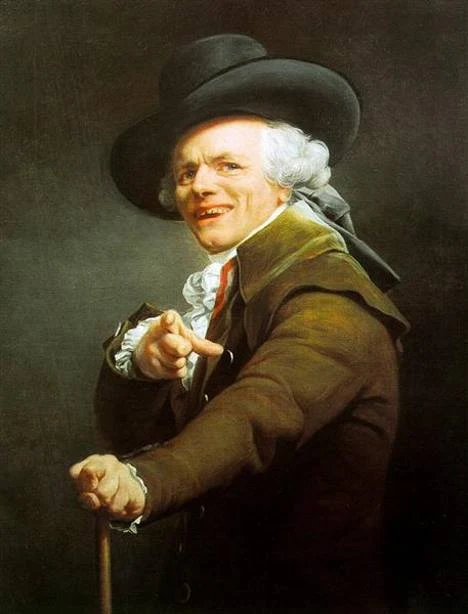 Retrato do artista em pose debochada, pintura de Joseph Ducreux.