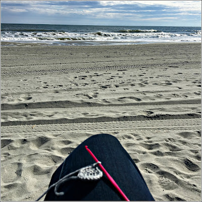 January 28, 2019 Crocheting on the beach.