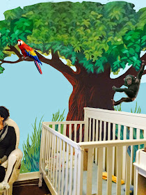 nursery mural portland oregon, portland muralist, trees and bird baby room mural, baby nursery mural