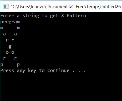Program to print String in X Pattern(Reverse) output