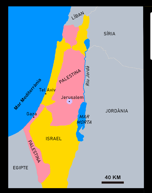 Mapa que divideix Palestina segons el pla de l'ONU
