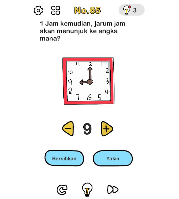 1 Jam kemudian, jarum jam akan menunjuk ke angka mana?