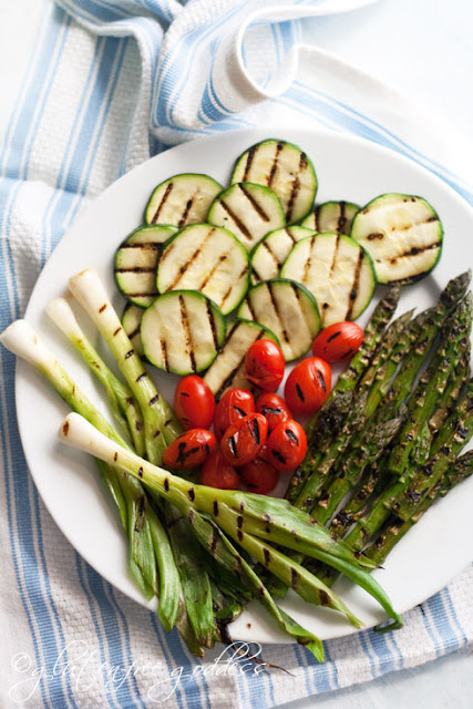 Easy and beautiful grilled vegetables for gluten-free pasta salad.