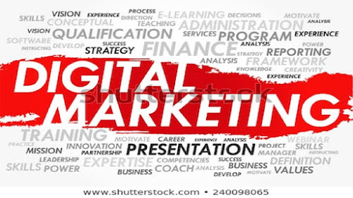 Digital marketing presentation graphics.