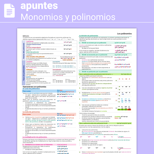 apuntes monomios y polinomios