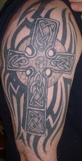 Tribal Tattoos With Image Tribal Cross Tattoo Designs Especially Tribal Cross Shoulder Tattoo Picture 4