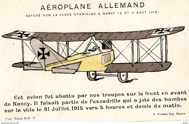 NANCY (54) - Quand la Place Stanislas exhibait des avions allemands (1915-1918)