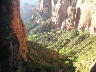 Pine Creek from the window of the Zion Tunnel, taken legally during the Centennial Tunnel Walk