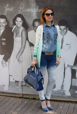 ombre pants and cardigan