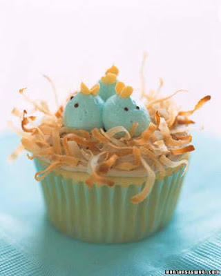 fun easter food, birdie cupcakes, martha stewart