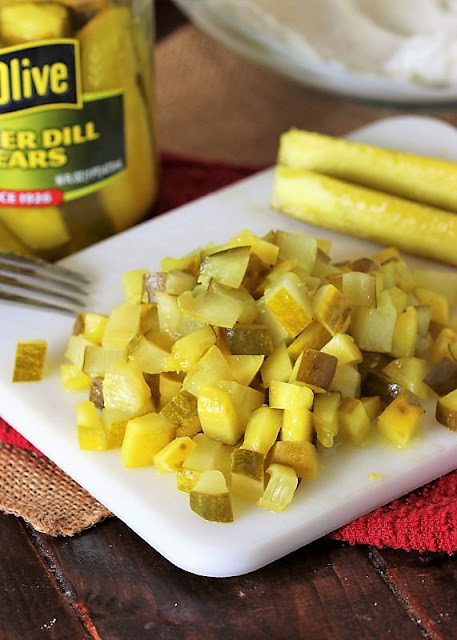 Chopped Pickles to Make Pickle Dip Roll-Ups Image