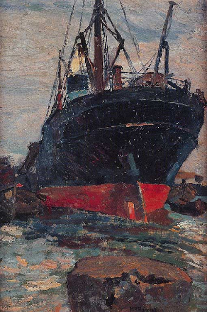 Vapore nel porto di Mario Puccini, 1915