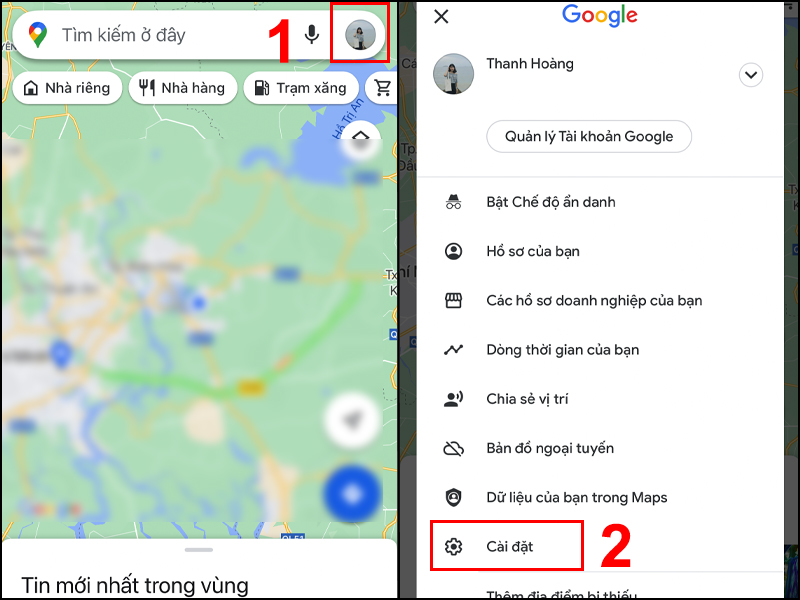Truy cập vào Cài đặt