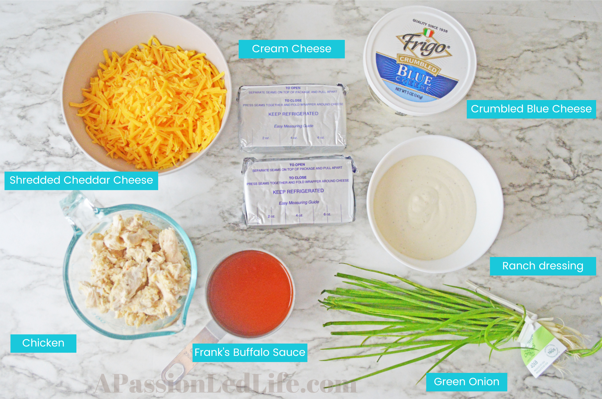 photo of ingredients for buffalo dip