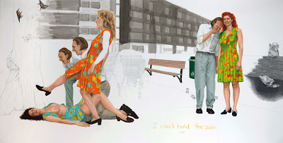 Jans Muskee I can't hold the sun, 2009 pencil, ink, oil pastel on paper 195 x 395 cm