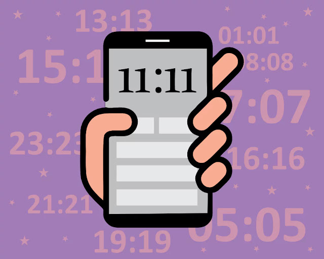Ilustração de um celular mostrando as horas 11:11