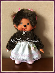 kiki monchhichi poupée doll vêtement clothes jupe volant skirt fait main couture sewing handmade