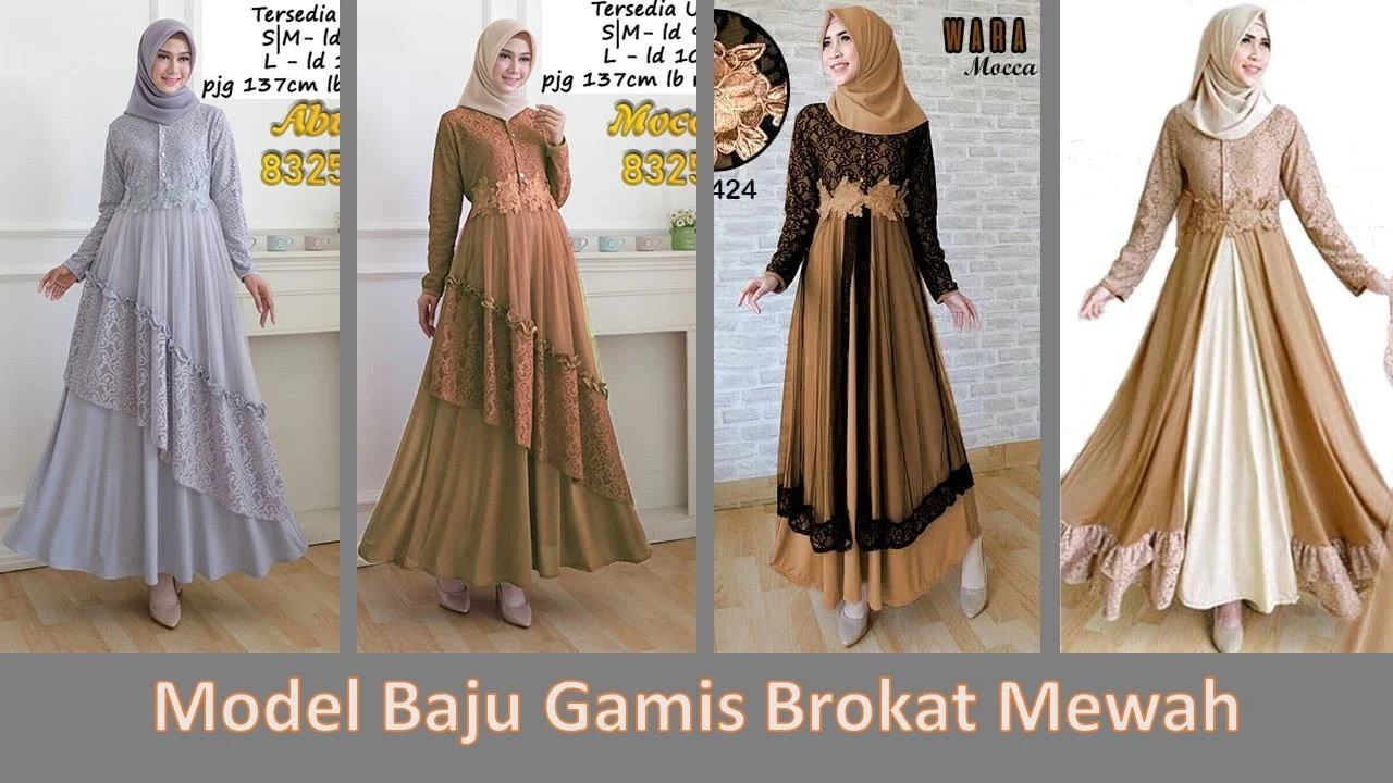 Model Baju Gamis Brokat Mewah Terbaru 2021 Desain Modern Dan Trendy - Baju gamis brokat modern